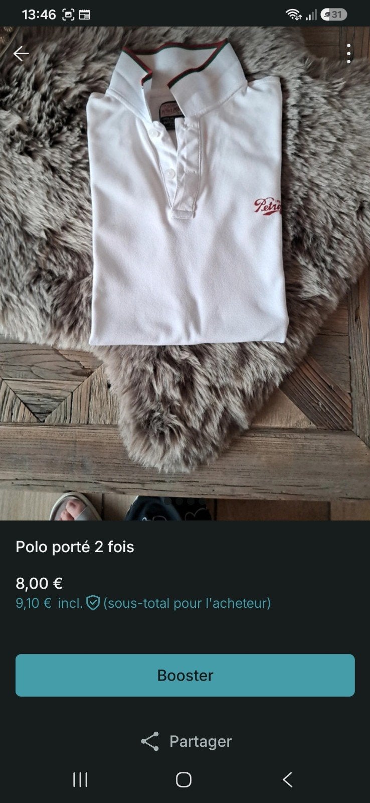polo blanc superdry taille M, Enlèvement ou Envoi, Blanc