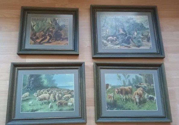 kaders met jacht en dieren taferelen, Avec verre, Enlèvement ou Envoi, Animaux et nature