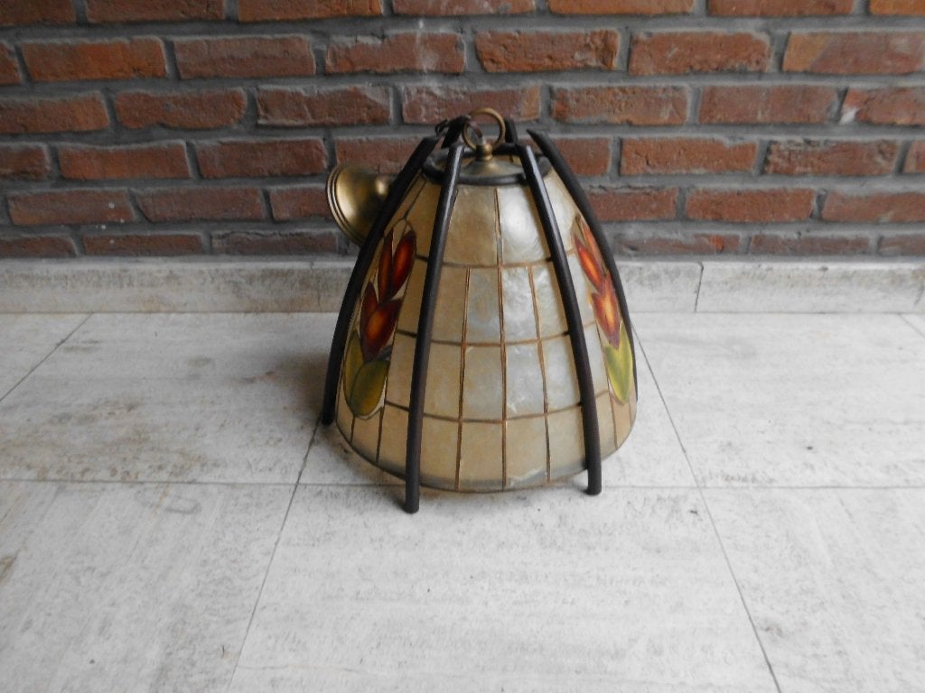 Vintage luster met Cadiz schelpen, luchter, Ophalen, Gebruikt