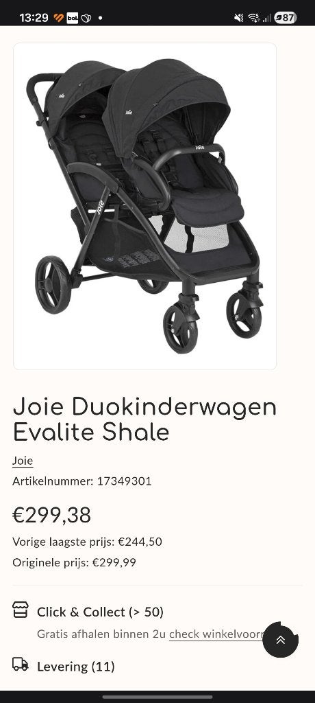 Duobuggy kinderwagen Joie + maxi cosi, Kinderen en Baby's, Kinderwagens en Combinaties, Gebruikt, Duowagen, Maxi-Cosi, Ophalen