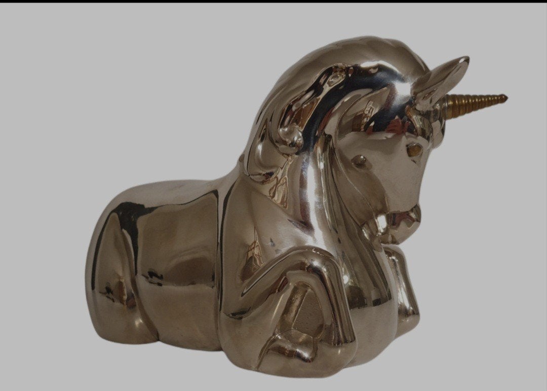 Vintage beeld unicorn, mid century, groot model, Antiek en Kunst, Ophalen, Beeld