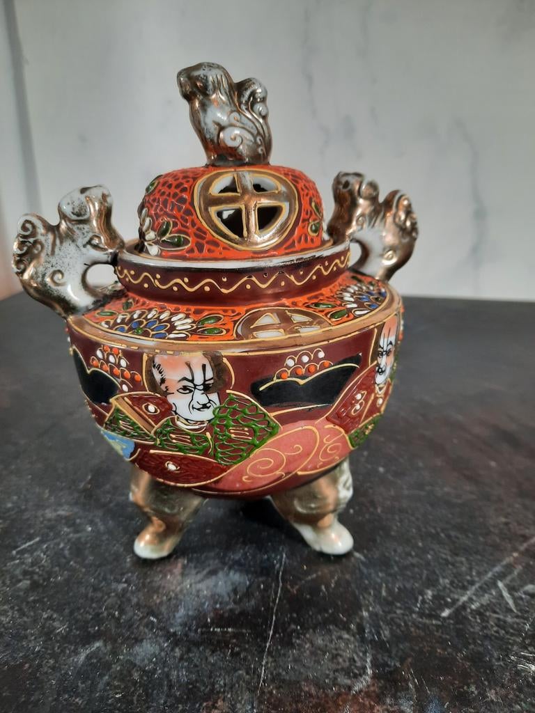 Satsuma wierook potje met emaille, Antiek en Kunst, Ophalen of Verzenden
