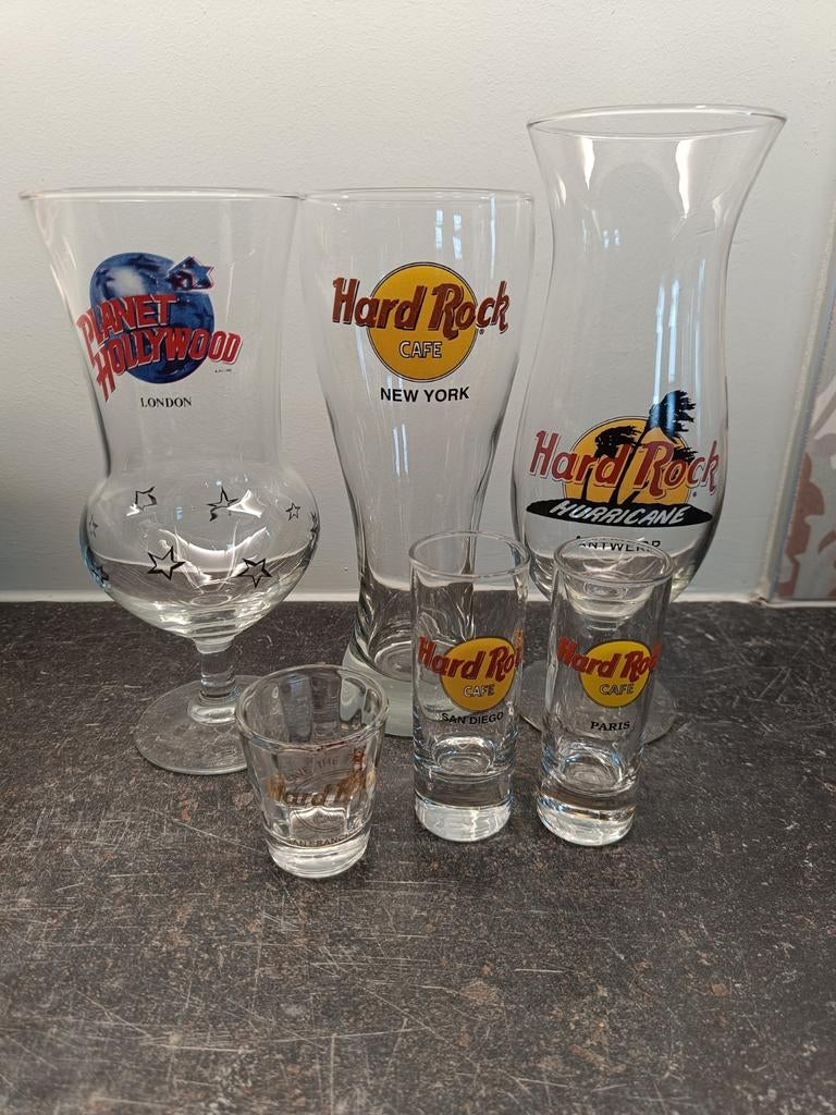 Glazen Hard Rock café en Planet Hollywood, Ophalen of Verzenden