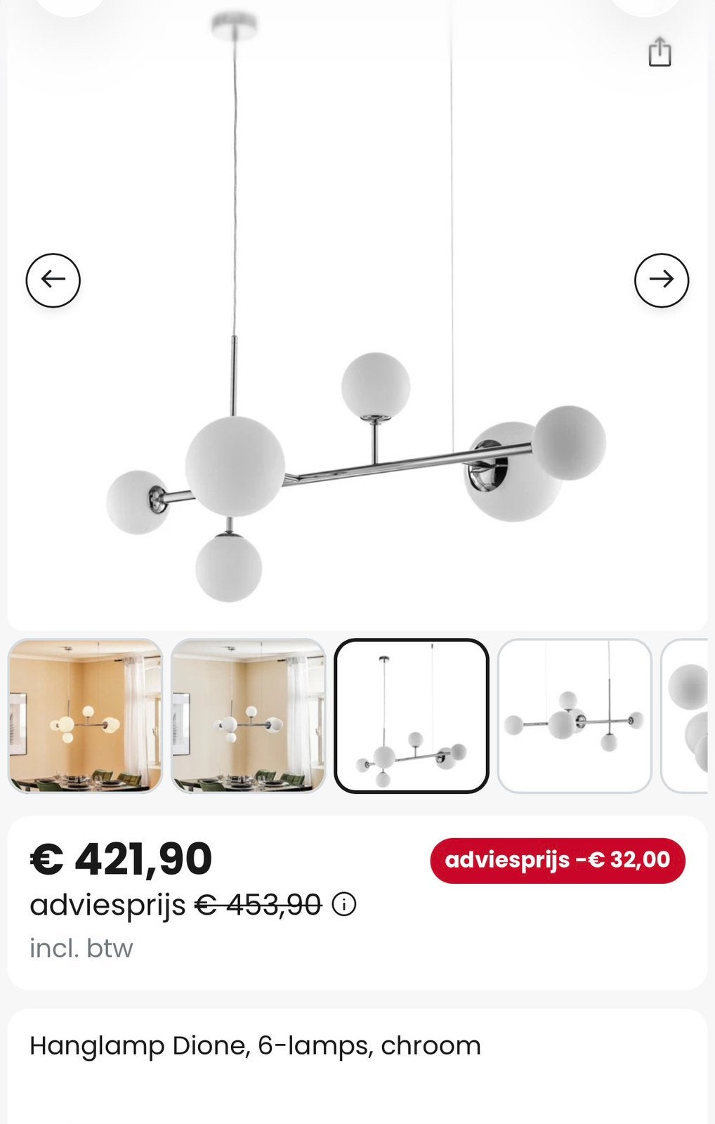 Ceiling light - six lamps, Maison & Meubles, Lampes | Plafonniers, Comme neuf, Lustre, Argenté, Métal, Lindby, Moderne, LED, Enlèvement