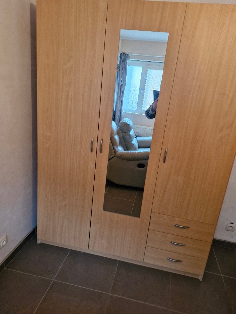houten kleerkast, Ophalen, Gebruikt, Teakhout, Met lade(s)