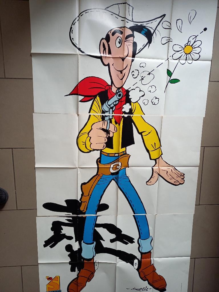 poster géant Lucky Luke 150x80 cm (en 3 parties), Collections, Enlèvement ou Envoi, Utilisé