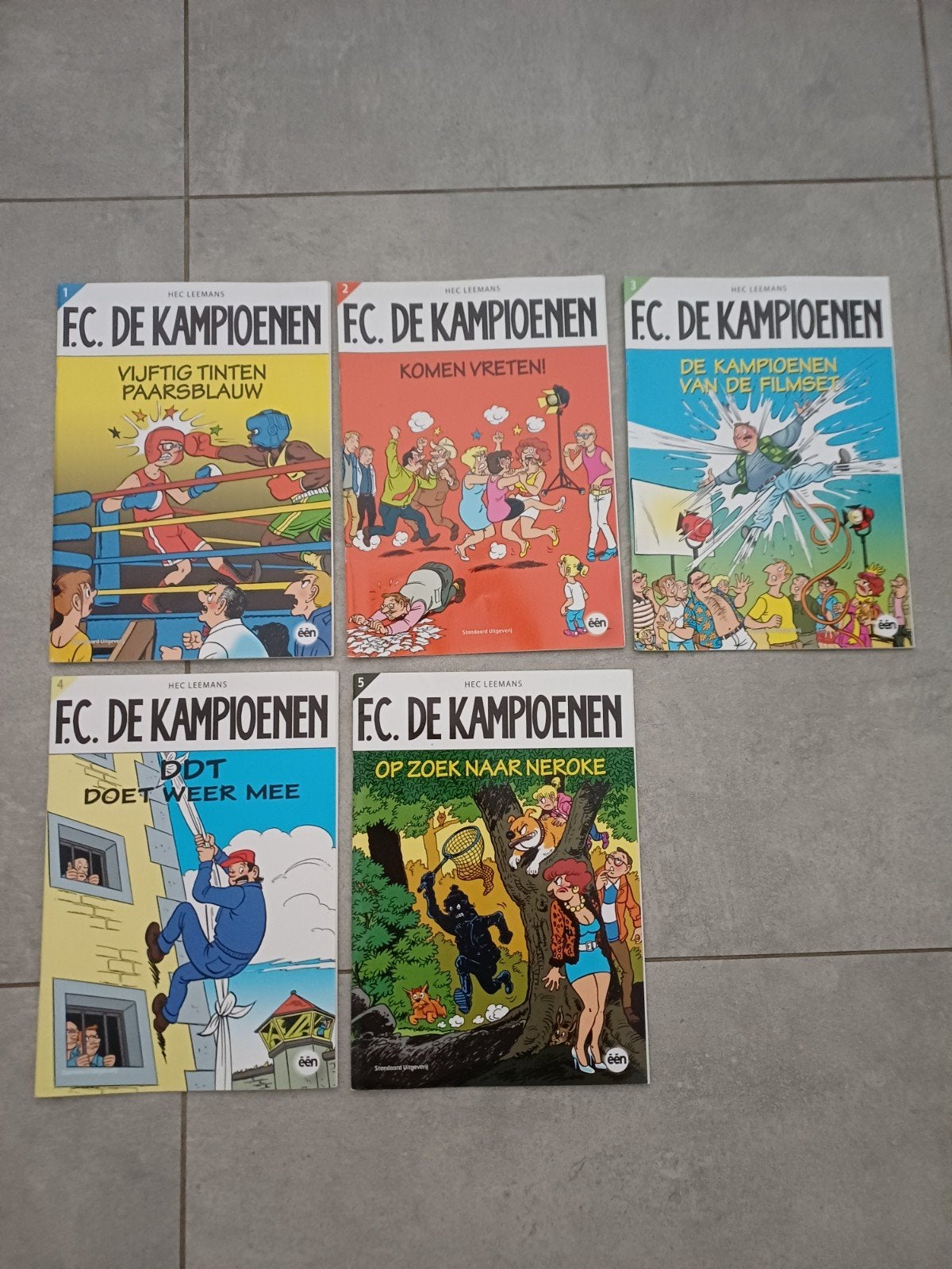 5 strips FC de kampioenen, Boeken, Stripverhalen, Complete serie of reeks, Hec Leemans (FC De Kampioenen), Ophalen of Verzenden