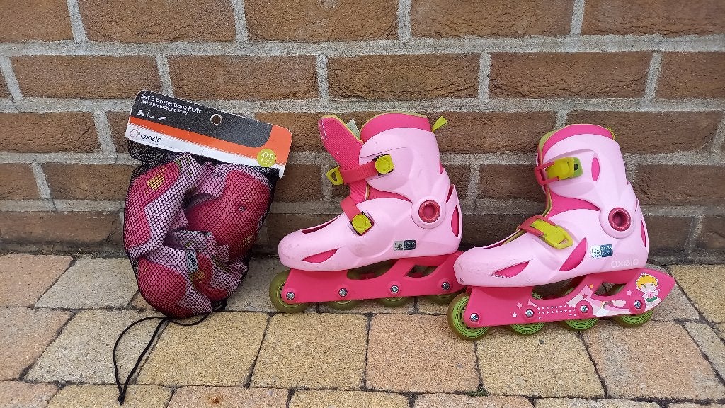 Skeelers maat 34-36 met bescherming, Sports & Fitness, Patins à roulettes alignées, Rollers 4 roues en ligne, Réglable, Enlèvement