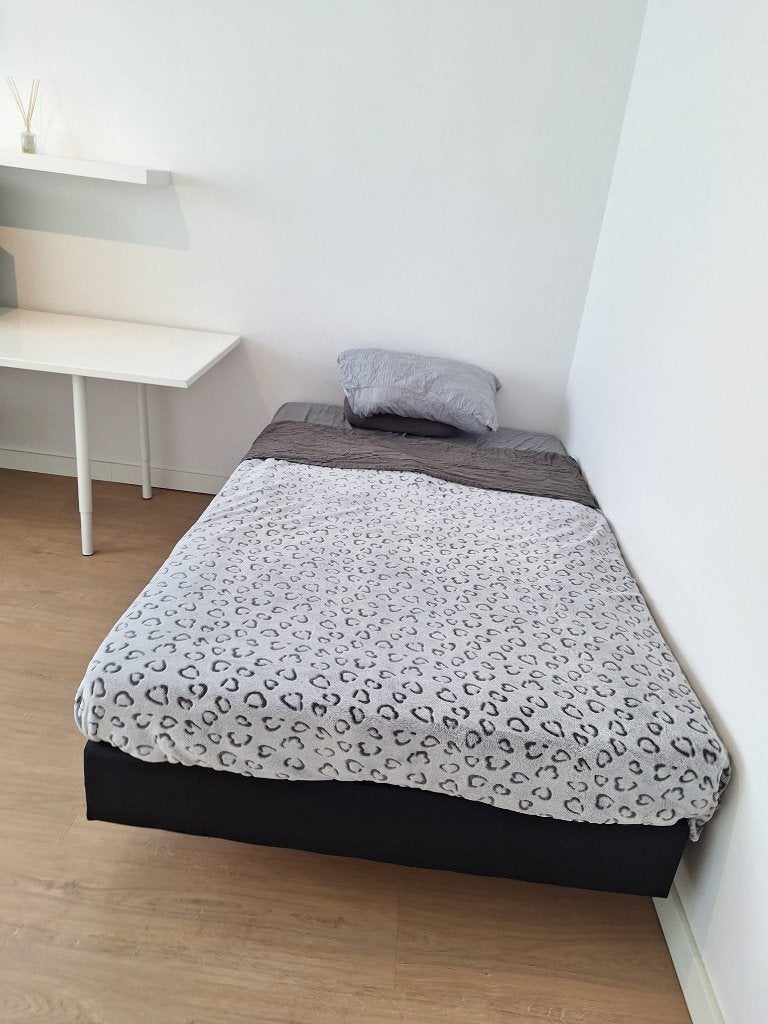 Boxspring 125x200, Huis en Inrichting, Ophalen, Gebruikt, Eenpersoons, Grijs