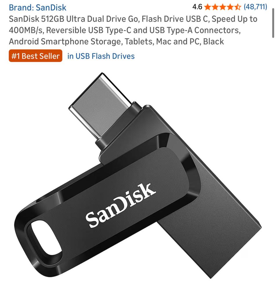 SanDisk 512GB Ultra Dual Drive Go, Computers en Software, USB Sticks, Ophalen, Nieuw, 512 GB