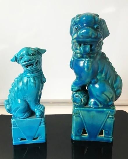 Foo dogs tempelleeuwen Draken Azië ✨💑😎🤗🎁👌, Antiek en Kunst, Blauw, Geglazuurd, Ophalen of Verzenden, Zoogdier