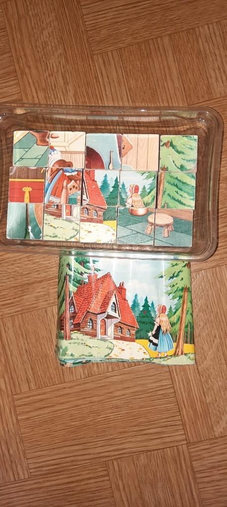 Vintage houten blokken puzzel van roodkapje, Ophalen of Verzenden