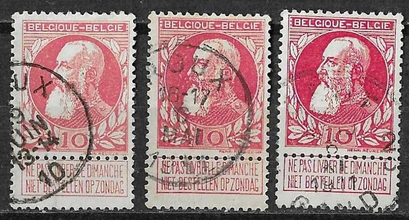 België OPC 74+74a+74b Koning Leopold II Type Grove baard, Ophalen of Verzenden, Gestempeld, Staatshoofden