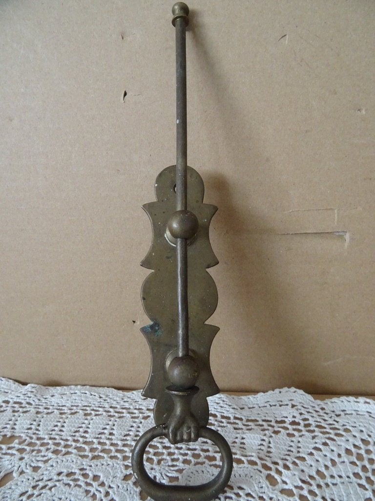 Antieke of vintage messing handvat van deurbel trekbel 16cm, Ophalen of Verzenden