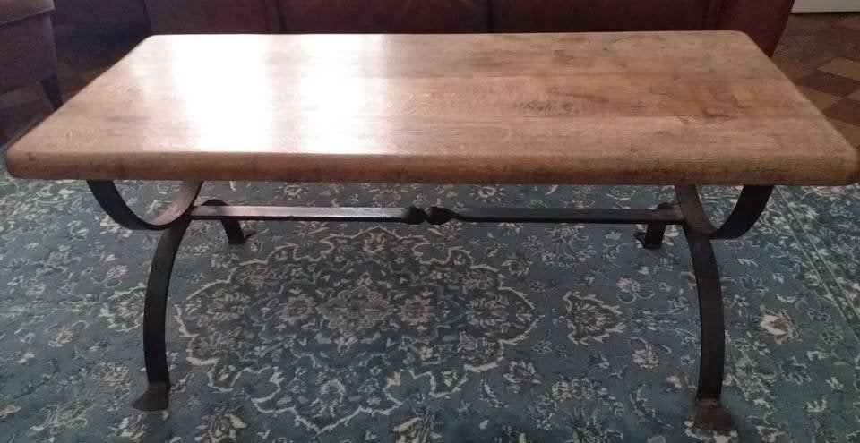 Table basse bois et fer forgé, Maison & Meubles, 100 à 150 cm, Enlèvement, Utilisé, Rectangulaire
