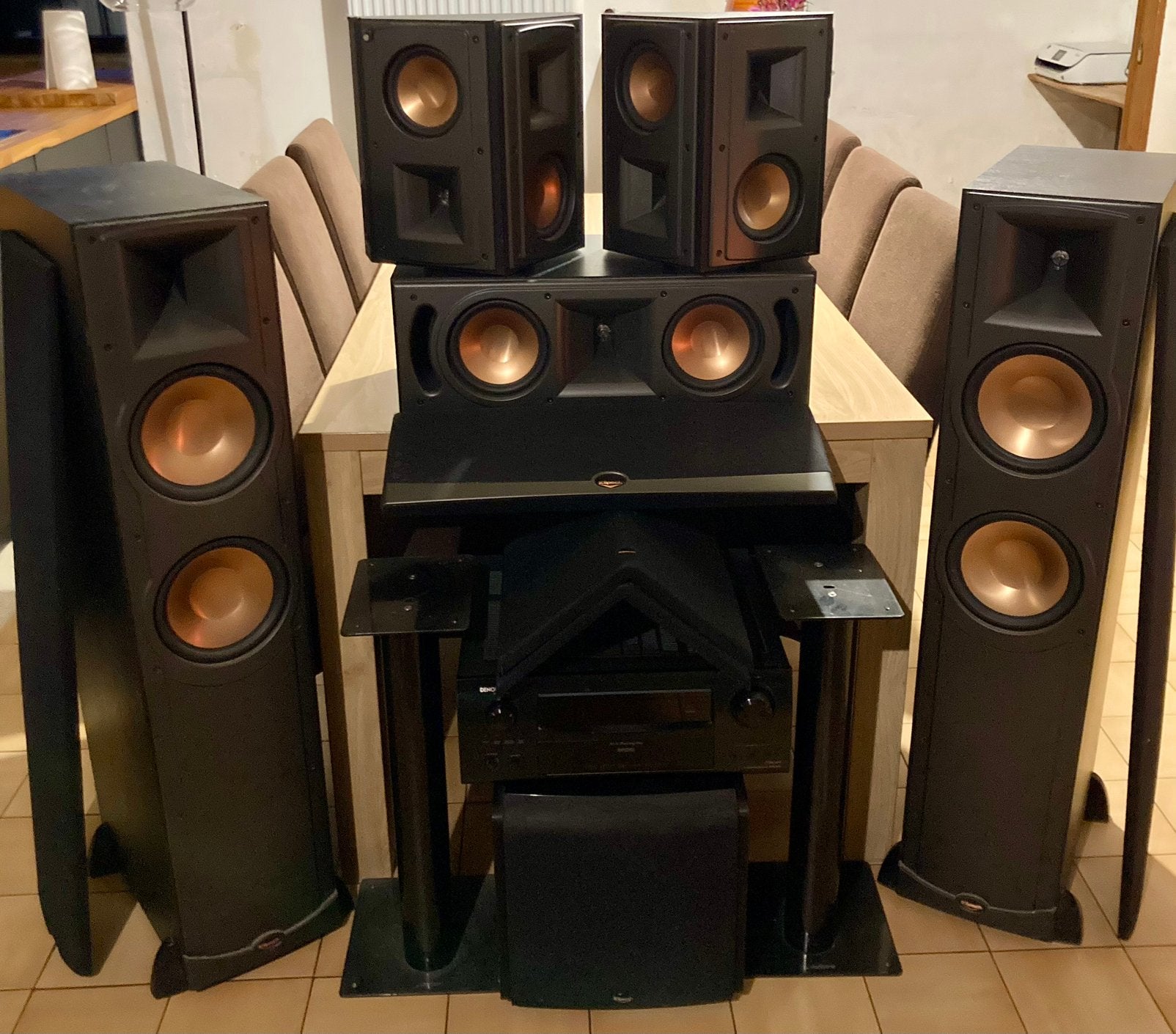 Home cinema Klipsch Denon, Enlèvement, Utilisé, Kit d'enceintes