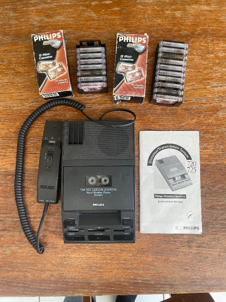Philips LFH 730 Dictation System + 17 Mini-Cassettes 30min, Ophalen of Verzenden, Enkel, Philips, Auto-reverse
