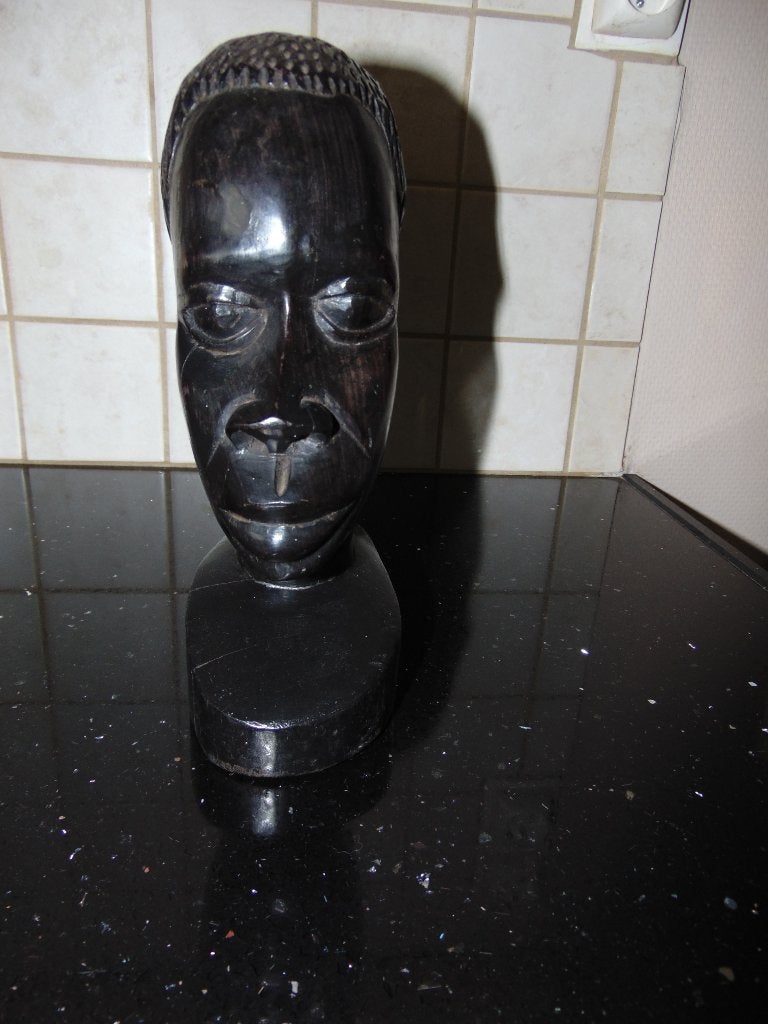 Sculptuur mannenhoofd uit Afrika 23 cm, Antiek en Kunst, Kunst | Beelden en Houtsnijwerken, Houtsnijwerk, Ophalen of Verzenden