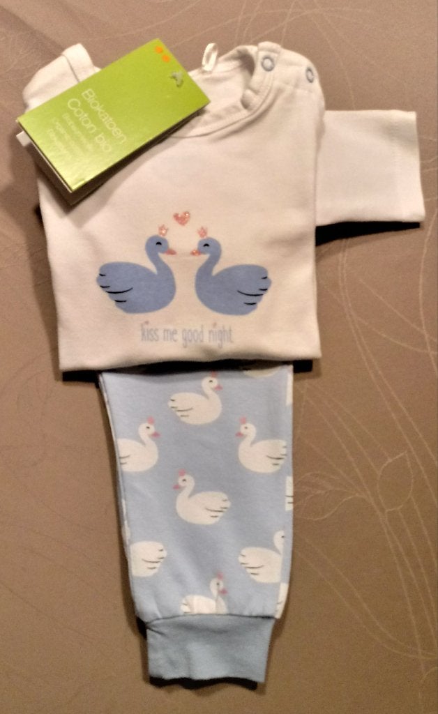 Lichtblauw/wit pyjama met eendjes voor meisje, maat 74-80, Kinderen en Baby's, Babykleding | Maat 74, Ophalen of Verzenden, Nieuw