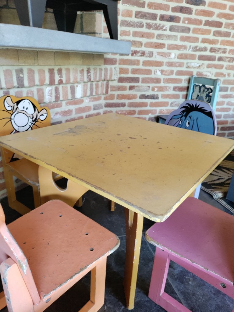Kindertafeltje + 4 stoeltjes, Ophalen, Gebruikt, Tafel(s) en Stoel(en)