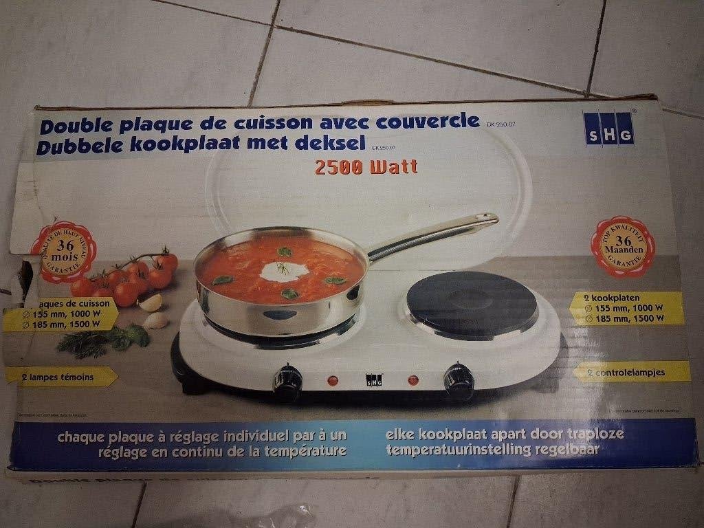 Dubbele elektrische kookplaat met deksel, Elektronische apparatuur, Kookplaten, Ophalen, Zo goed als nieuw, Tussenbouw, Elektrisch