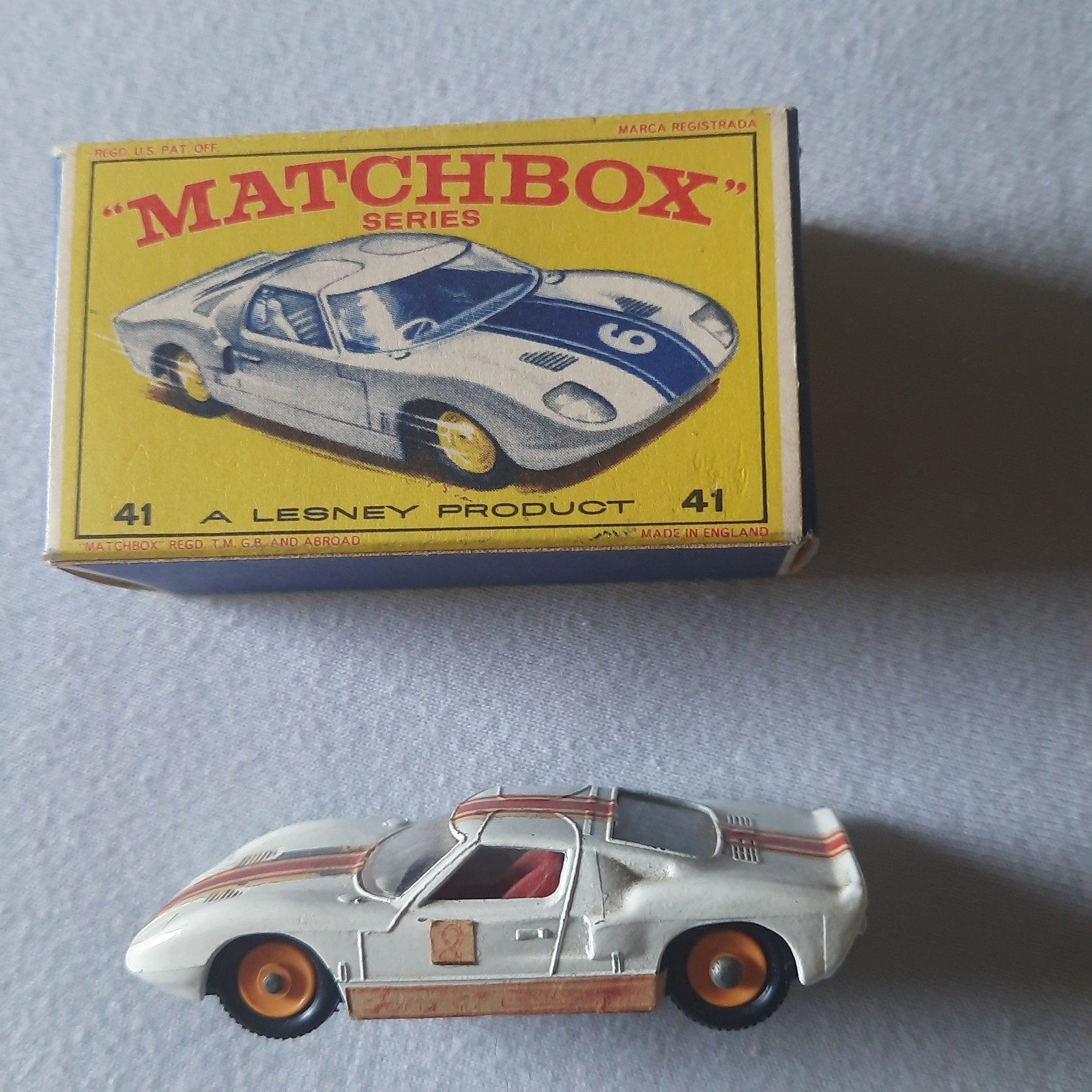 MATCHBOX UK nr.41C * FORD GT RACING CAR*VINTAGE*NEW*MIB *, Hobby en Vrije tijd, Modelauto's | 1:87, Ophalen, Nieuw, Auto, Matchbox