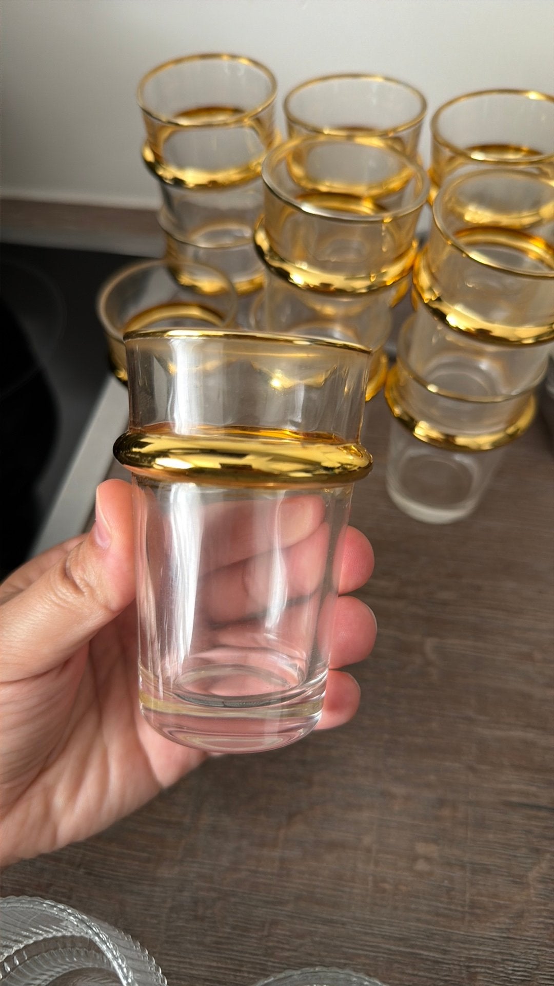 12 marokkaanse thee glazen met goude afwerking, Ophalen, Zo goed als nieuw, Overige typen