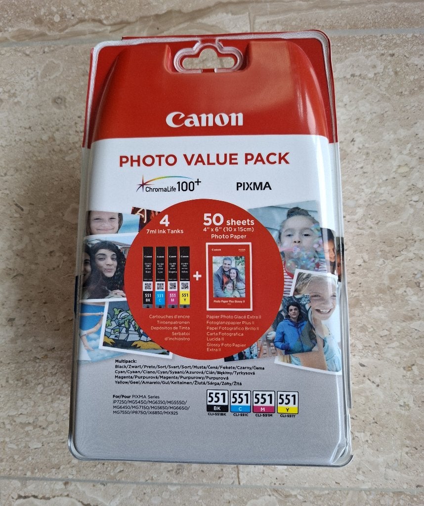 Nieuw Canon photo value pack cli 551 4 kleuren + fotopapier, Ophalen of Verzenden, Nieuw, Cartridge, Canon