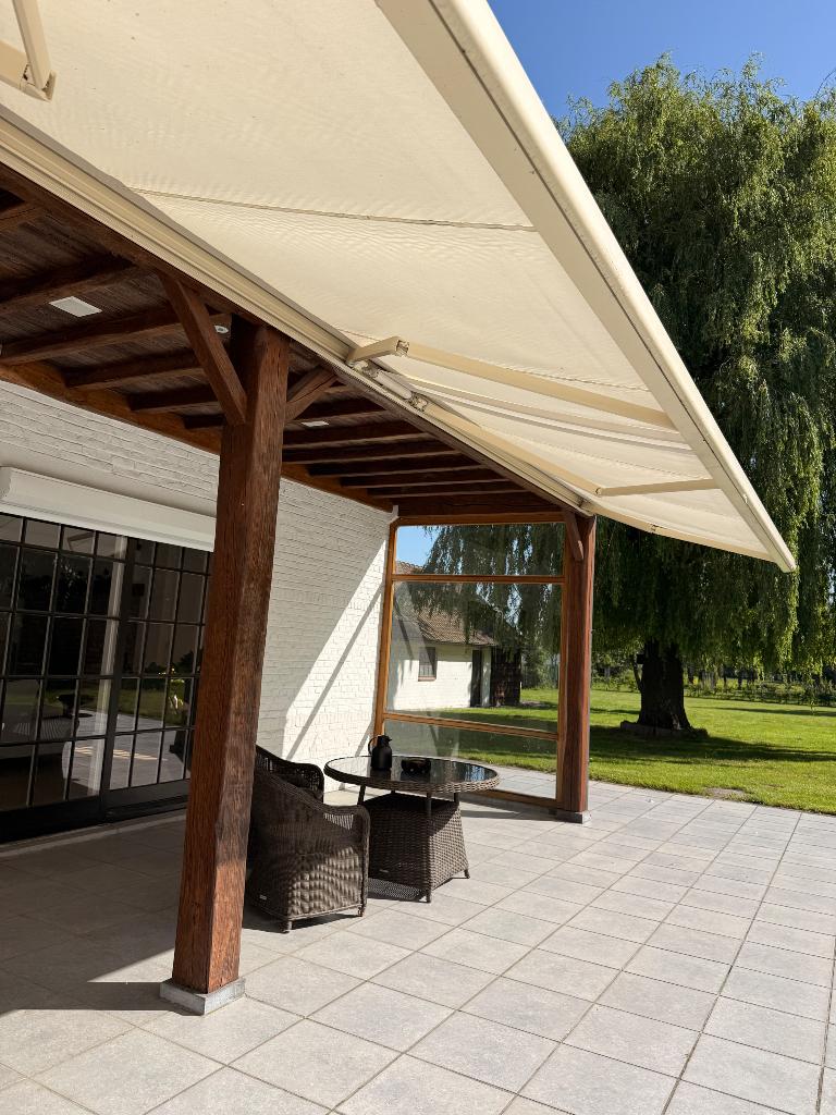 Elektrische zonneluifel BRUSTOR 7m85 x 2m30, Tuin en Terras, Zonneschermen, Ophalen, Gebruikt, 450 cm of meer, Elektrisch
