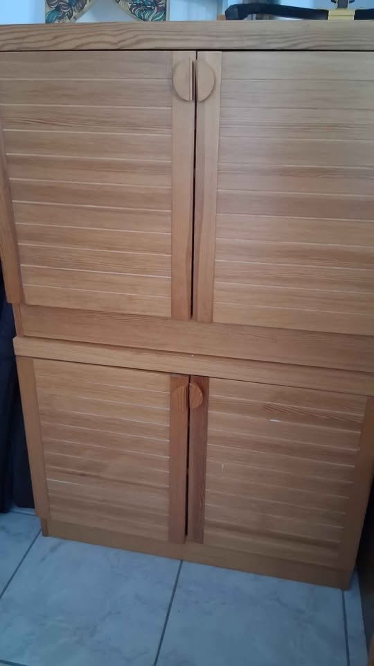 2 meubles de rangement en bois vintage, Maison & Meubles, Armoires | Casiers, Enlèvement, Comme neuf, Vintage