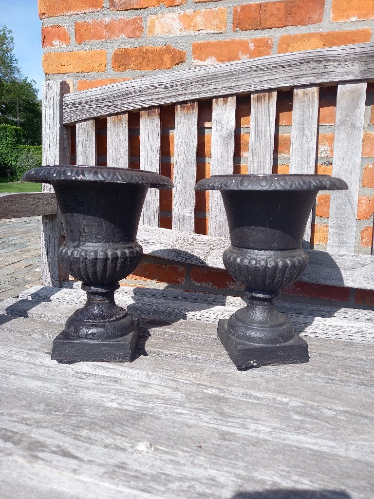 Ijzeren sierpotten, Tuin en Terras, Ophalen, Metaal, Minder dan 40 cm