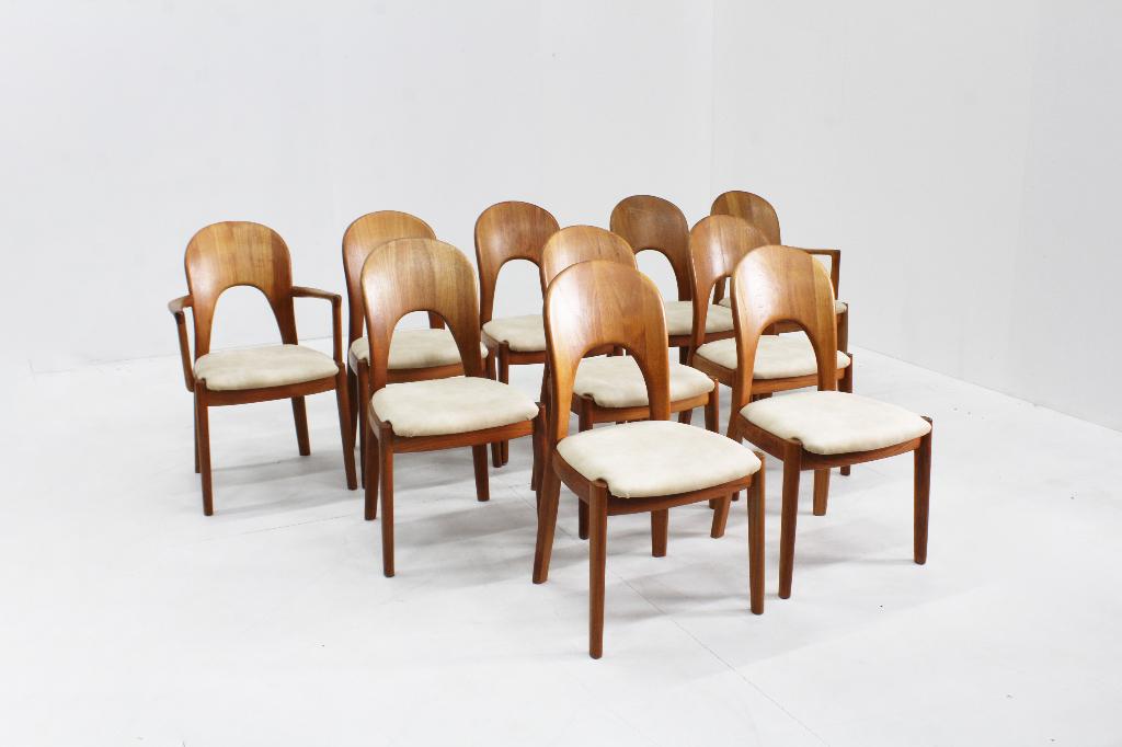 Chaises en teck Niels Koefoed vintage danoises du milieu, Enlèvement ou Envoi