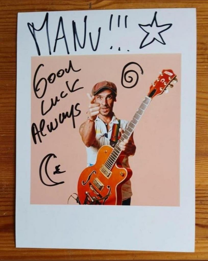 Gesigneerde foto van Manu Chao., Envoi, Signé