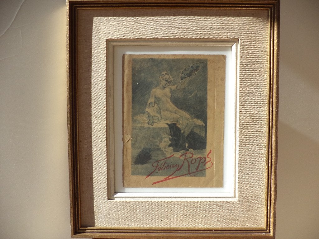 1908 Félicien Rops 'Canicule' coverblad boek Cam. Lemonnier, Ophalen of Verzenden
