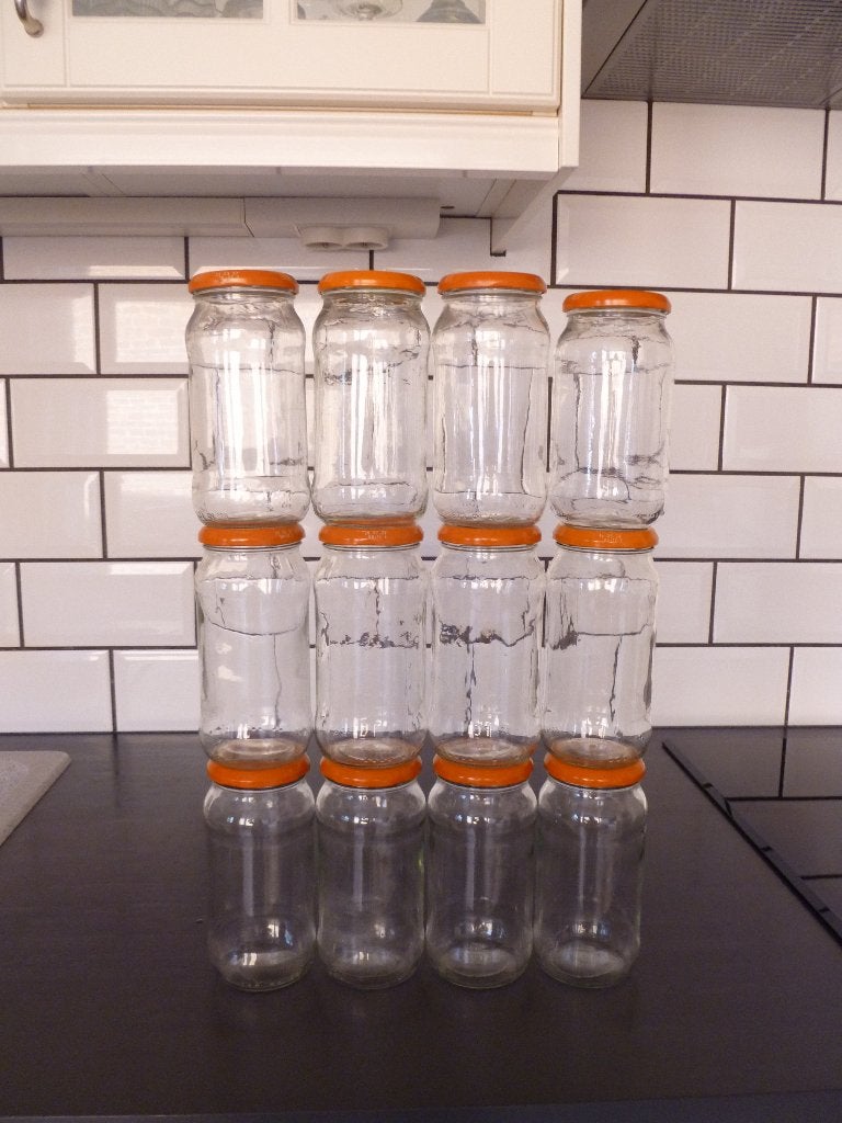 12 Bocaux de 450 gr ' identiques ', Maison & Meubles, Uni, Comme neuf, Verre, Enlèvement