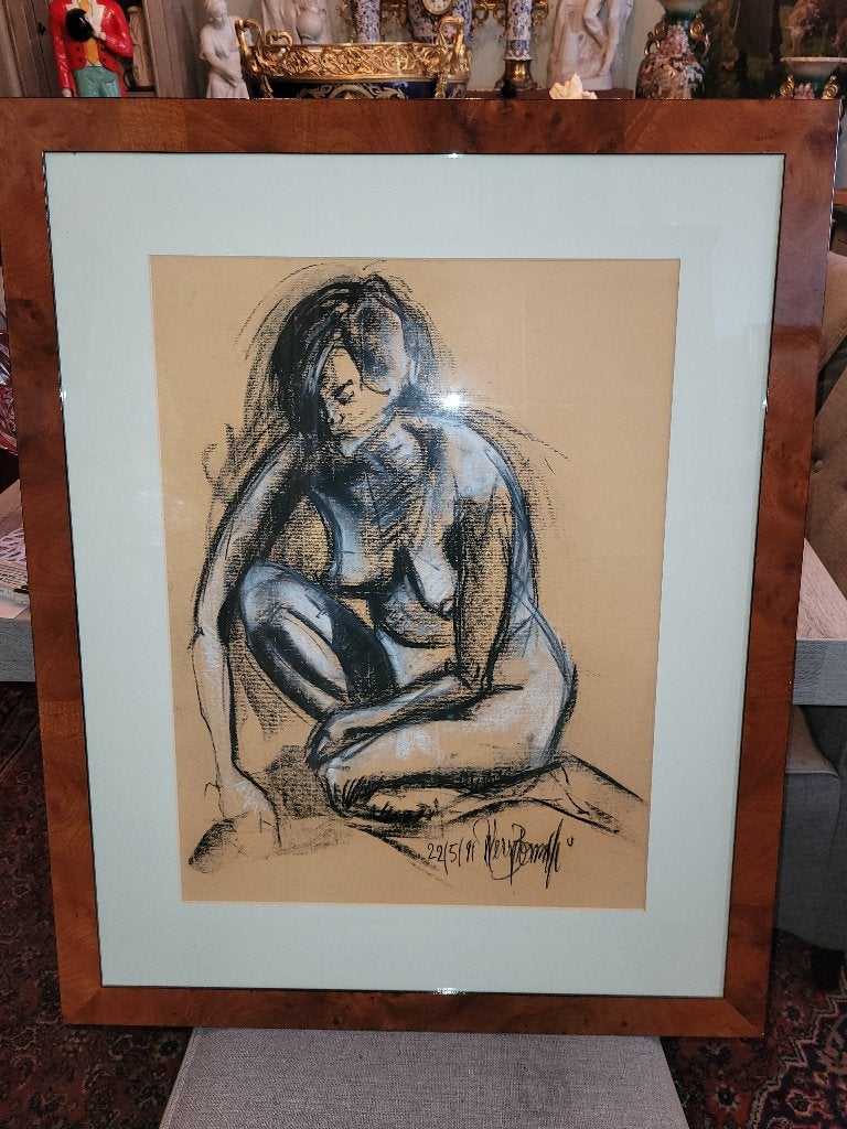 zeer mooie tekening (denk houtskool) gesigneerd en gedateerd, Antiek en Kunst, Kunst | Tekeningen en Fotografie, Ophalen, Tekening