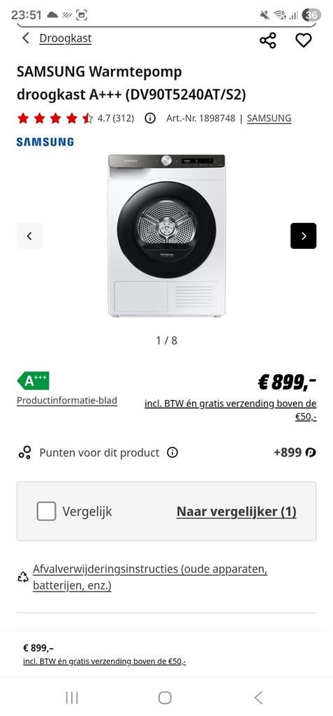 Droogkast Samsung, Elektronische apparatuur, Ophalen