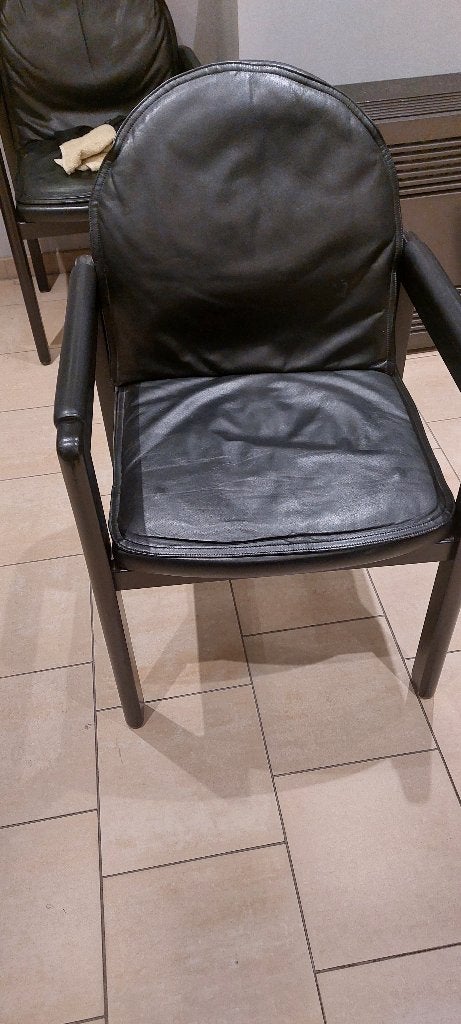 Fauteuils salle d'attente en cuir, Enlèvement, Utilisé, 50 à 75 cm, Bois