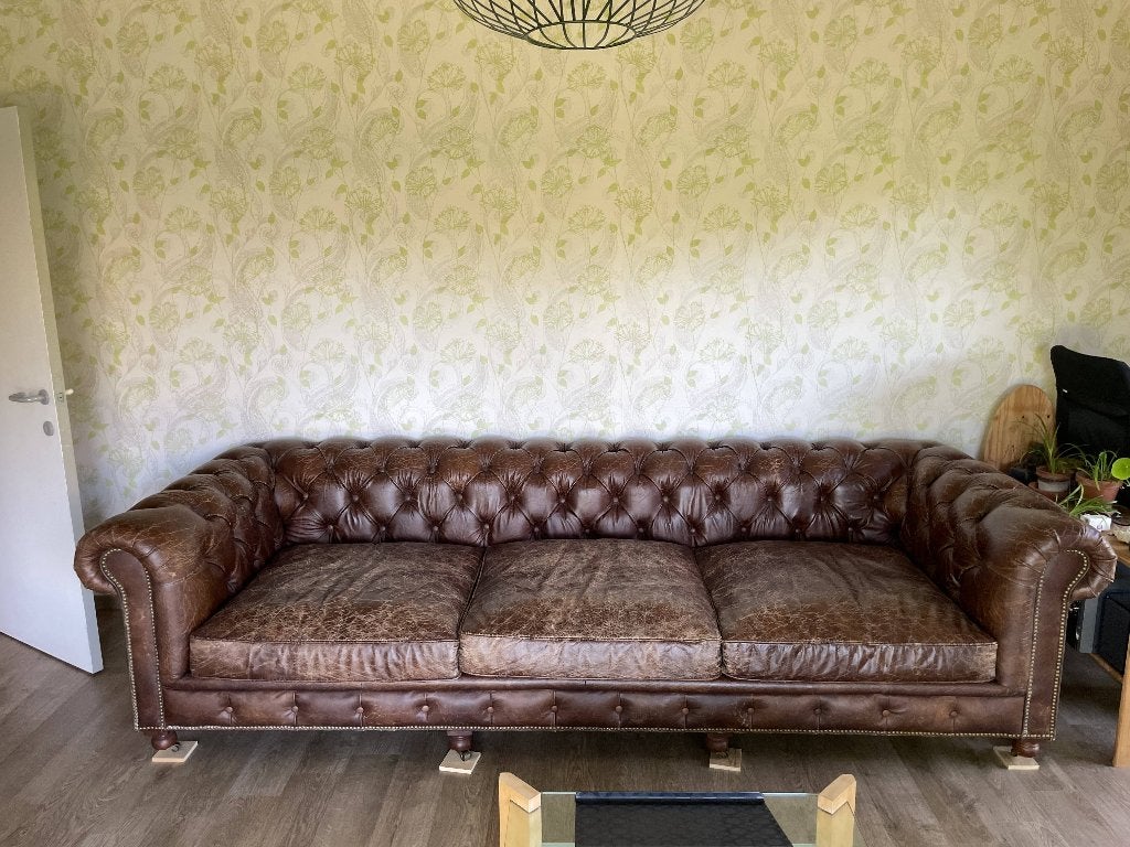 Authentieke Chesterfield, Antiek en Kunst, Antiek | Meubels | Stoelen en Sofa's, Ophalen