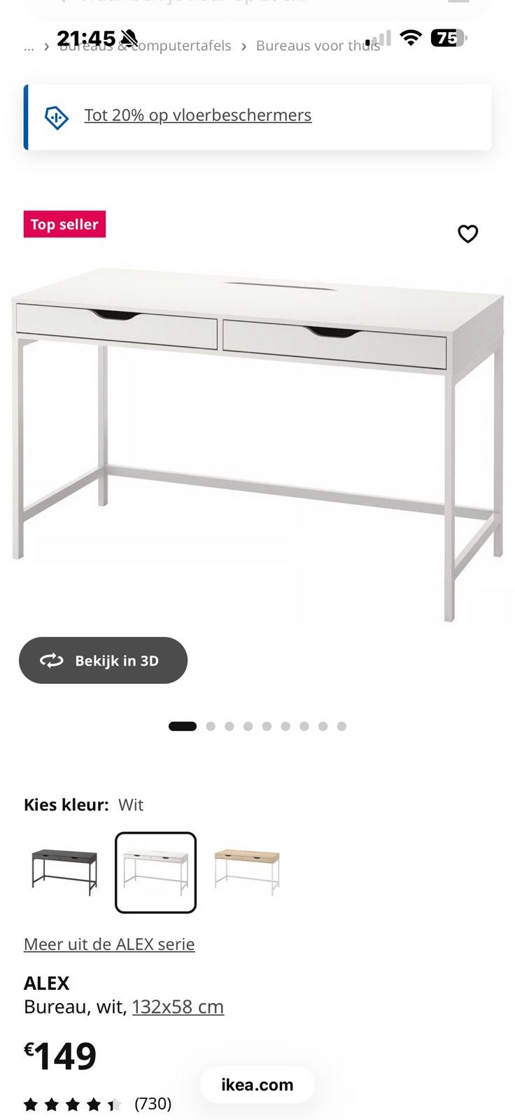 Bureau Alex, Ophalen, Gebruikt, Wit