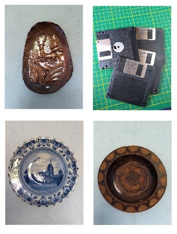 inboedel kledij tafellaken blik lamp hoed kristal schaal ..., Diversen, Ophalen of Verzenden