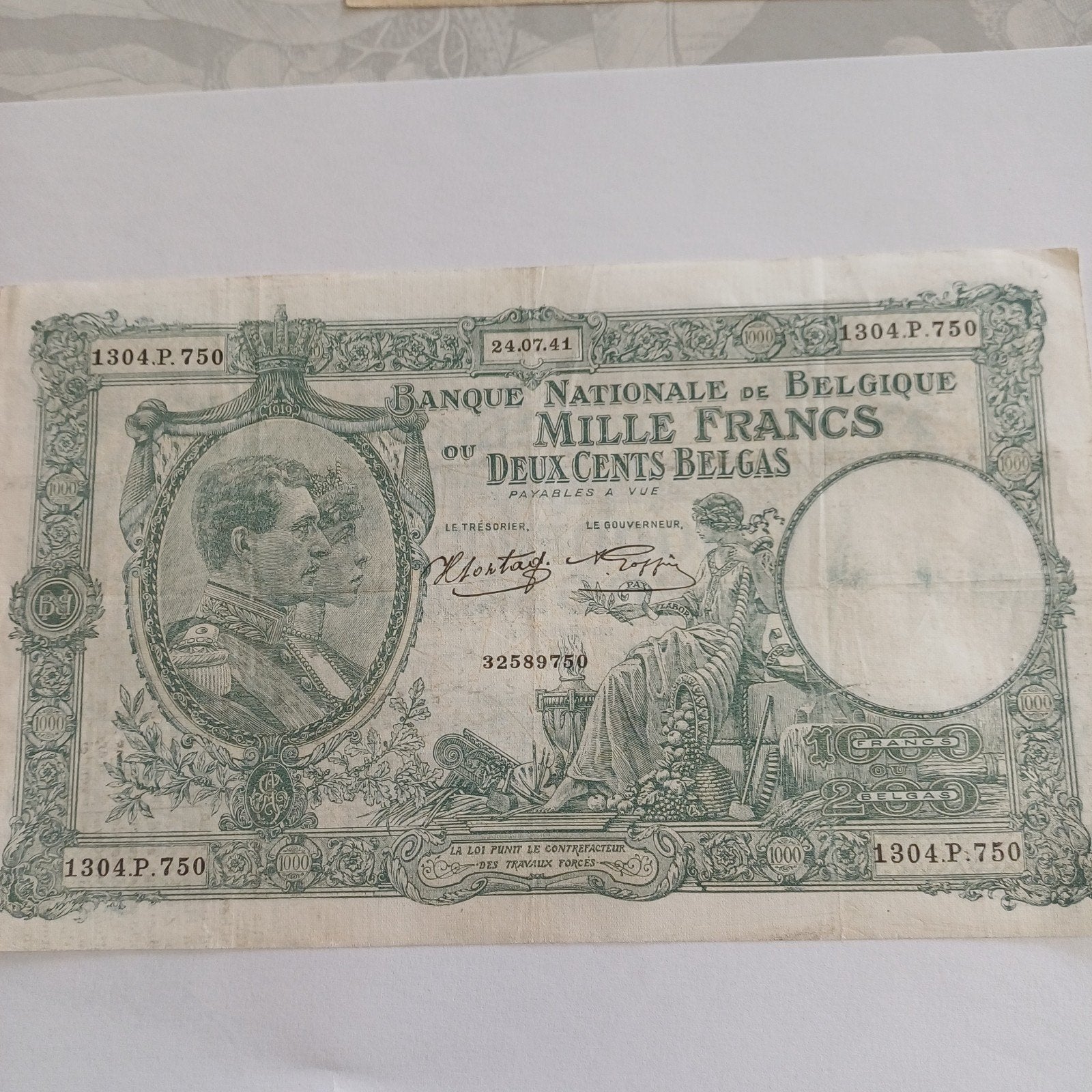 belgie 1000 francs, Ophalen