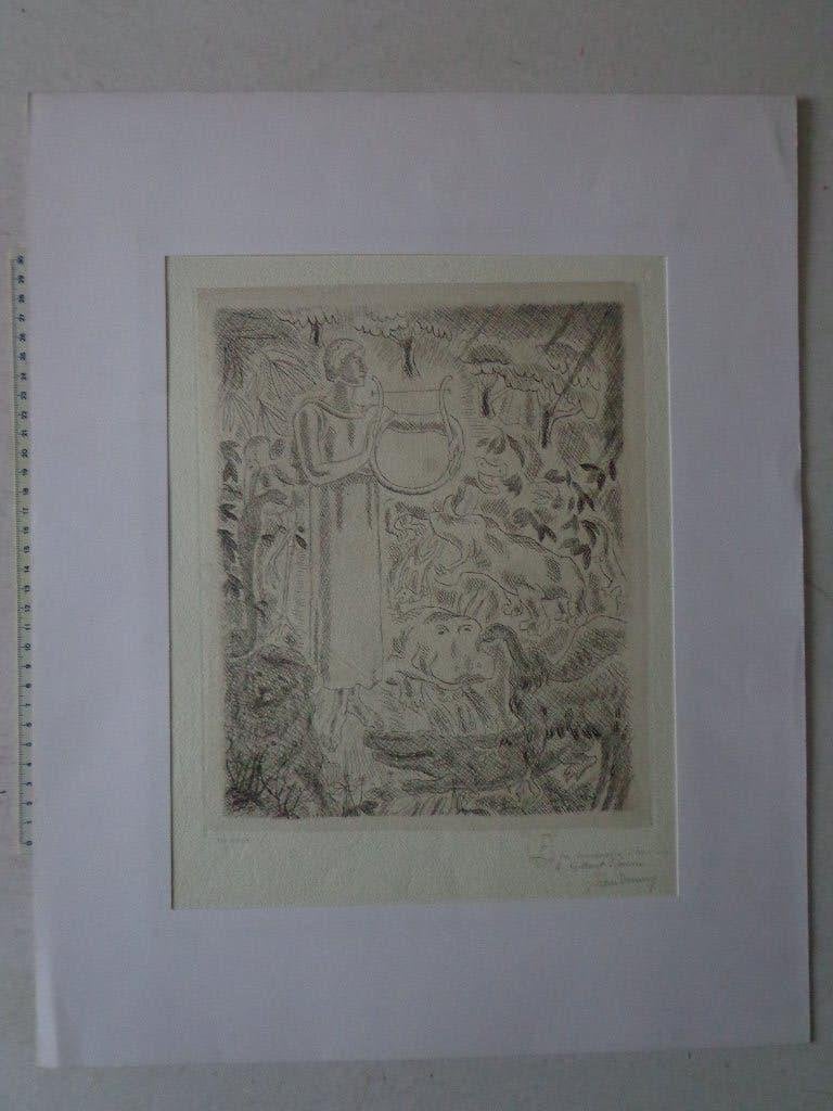 originele ets van Jean Donnay "Orphée", Ophalen of Verzenden, Ets, Gesigneerd, 1900 - 1949