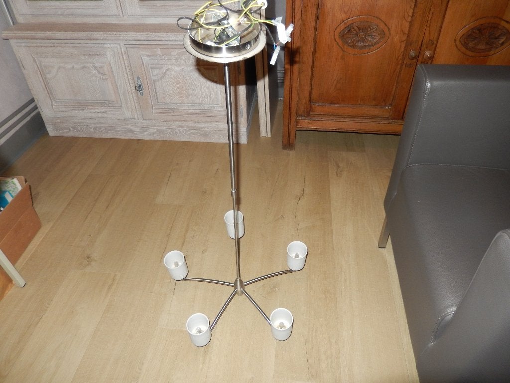 Luster met 5 lampen, Huis en Inrichting, Lampen | Kroonluchters, Ophalen, Zo goed als nieuw, Keramiek