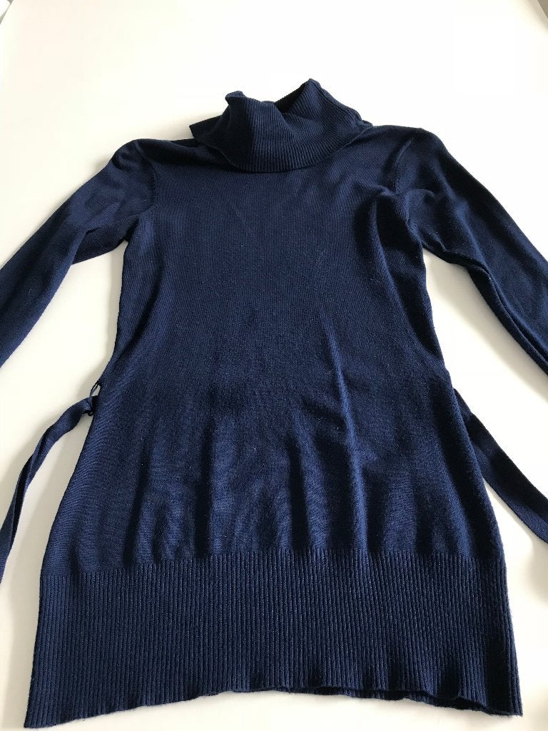 Blauwe souspull in tricot maat S met lint, Kleding | Dames, Ophalen of Verzenden, Zo goed als nieuw, Maat 36 (S), Blauw