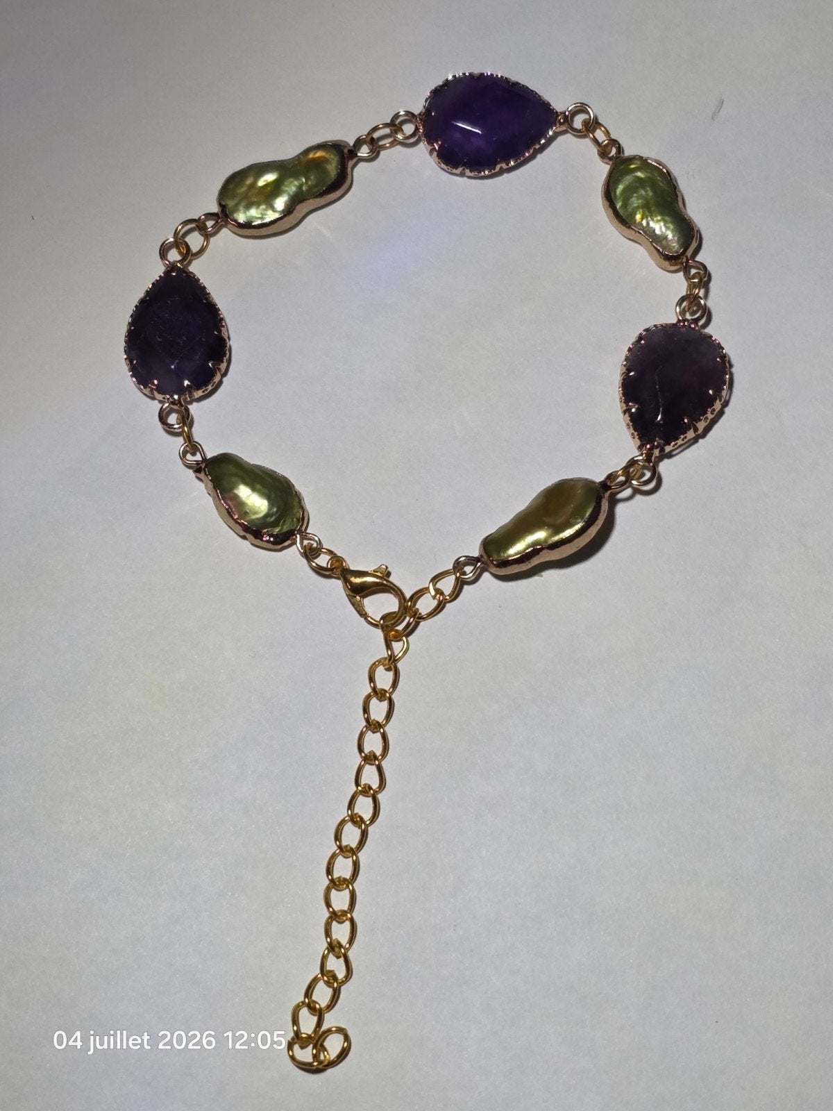 Bracelet et boucles d'oreilles avec améthyste naturelle, Enlèvement, Neuf, Avec pierre précieuse