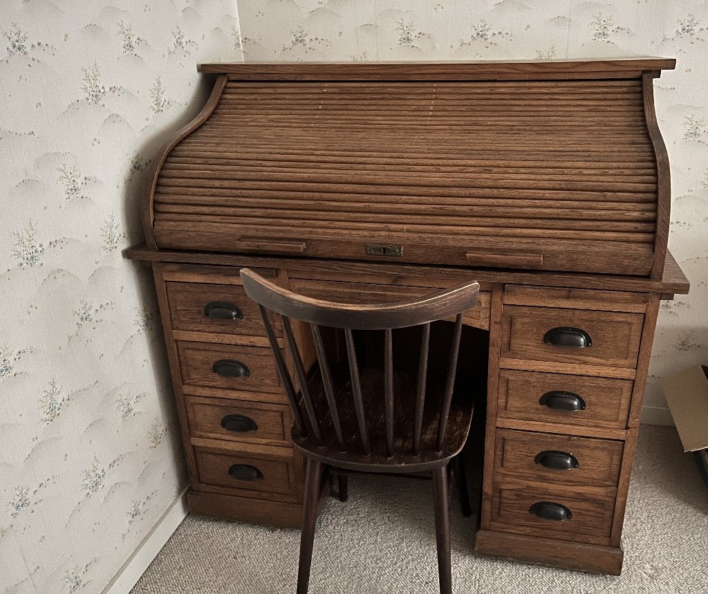 Bureau en chêne avec de nombreux espaces de rangement., Maison & Meubles, Autres marques, 72 cm, Autres types, 120 cm