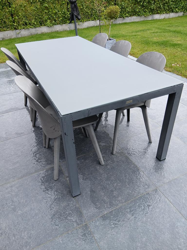 tuinset tafel en 6 stoelen, Tuin en Terras, Ophalen, Kunststof, Gebruikt, 6 zitplaatsen