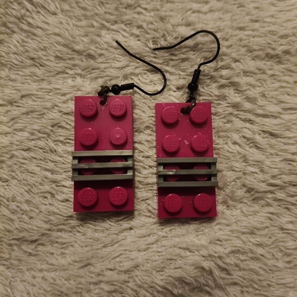 Lego oorhangers, Handtassen en Accessoires, Oorbellen, Overige materialen, Hangers, Paars, Nieuw