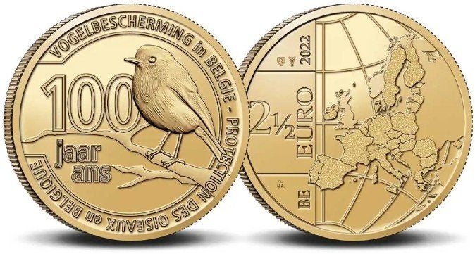 2,5 euro België 2022 Vogelbescherming, Verzenden, België, 5 euro